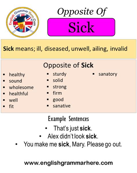 antonyms of sick|meaning of sick.